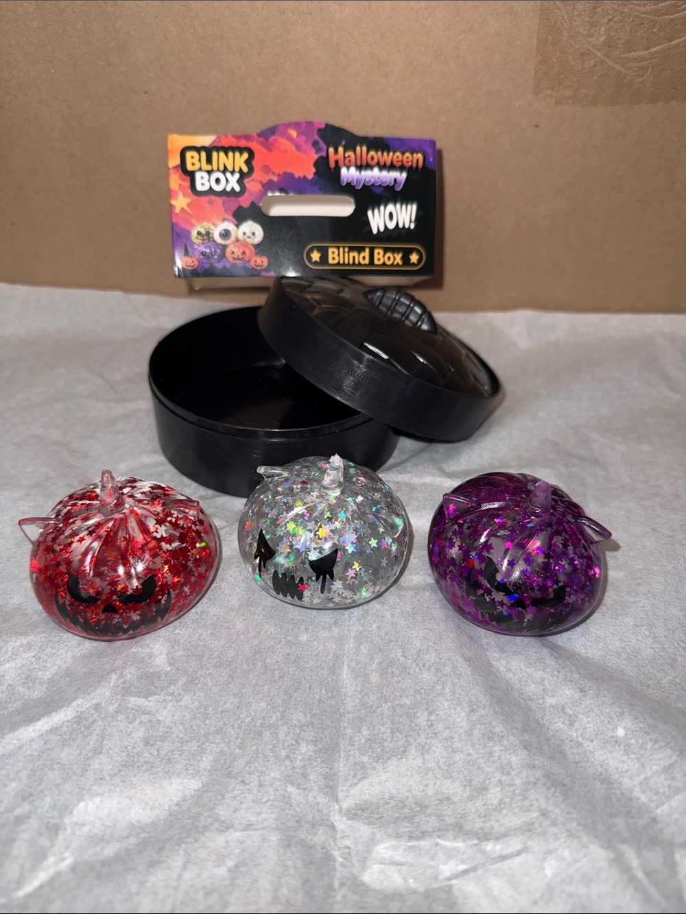 Halloween Mystery Pumpkin Blind Box - Red, Silver, Purple Squishy